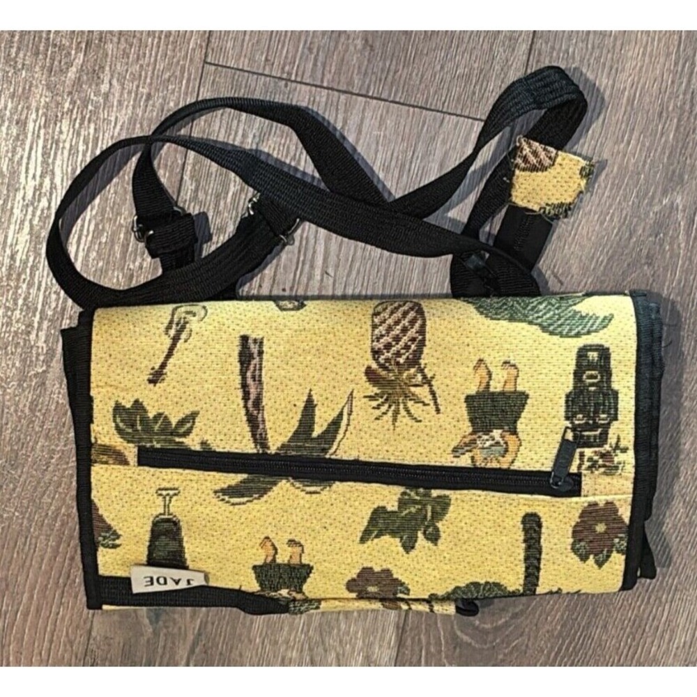 Vintage Jade Rolling Tapestry Beach Bag Luggage Collapsable Folding 22x6x13"